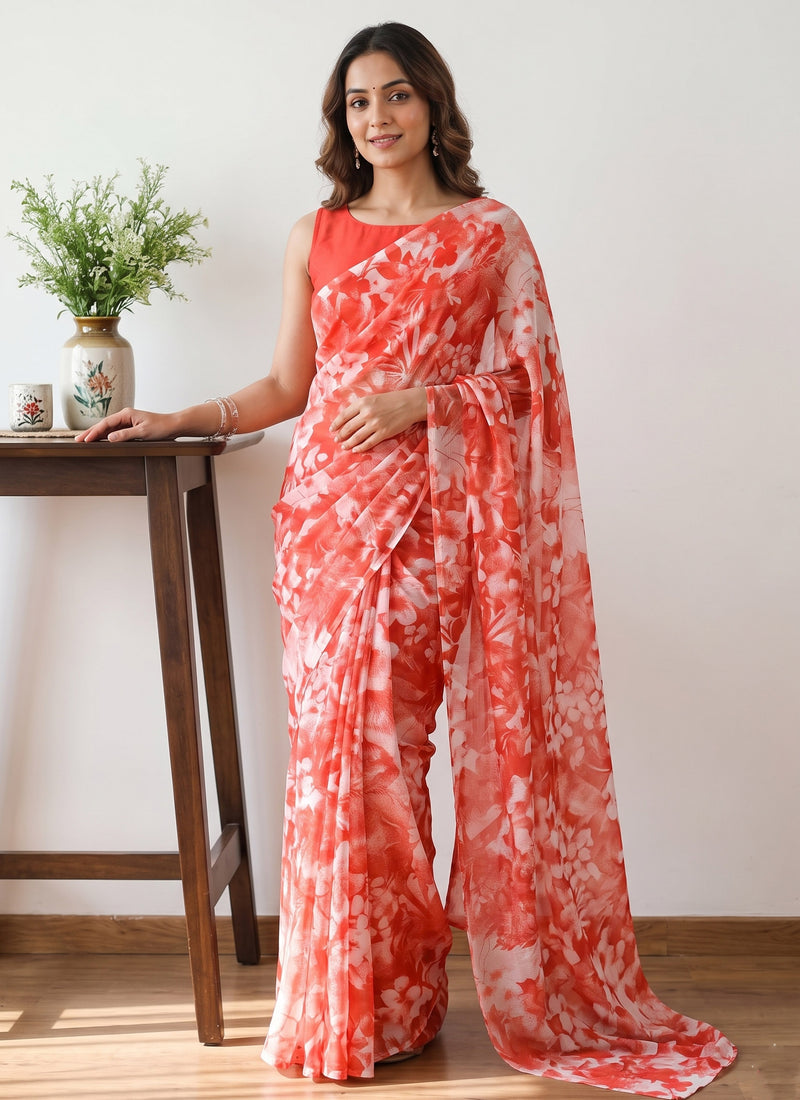 Latest Beautiful Garden Vareli Nara Chiffon Saree without Blouse