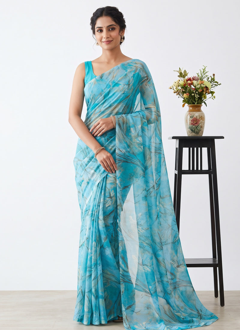 Latest Beautiful Garden Vareli Nara Chiffon Saree without Blouse