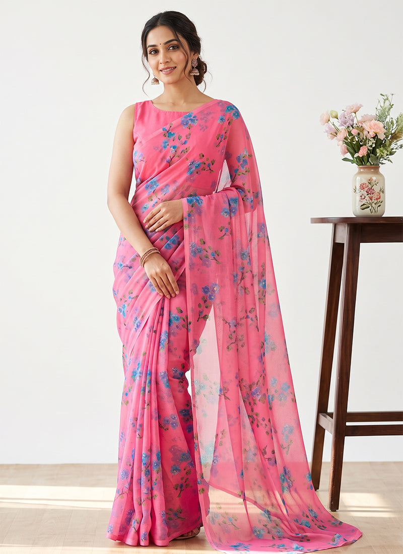 Latest Beautiful Garden Vareli Nara Chiffon Saree without Blouse