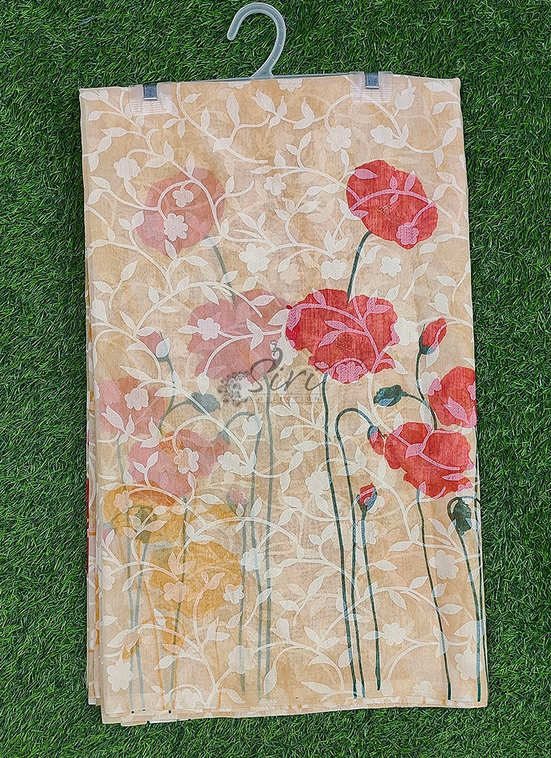 Latest Garden Vareli Printed Summer Roganza Saree