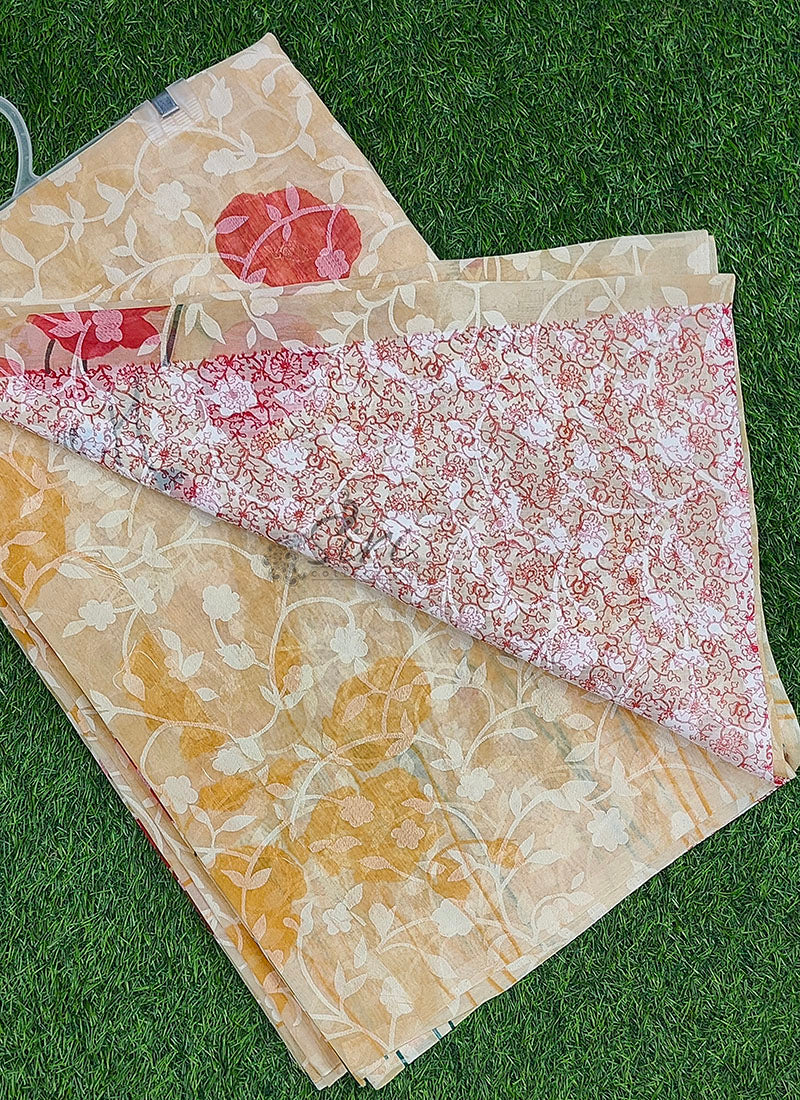 Latest Garden Vareli Printed Summer Roganza Saree