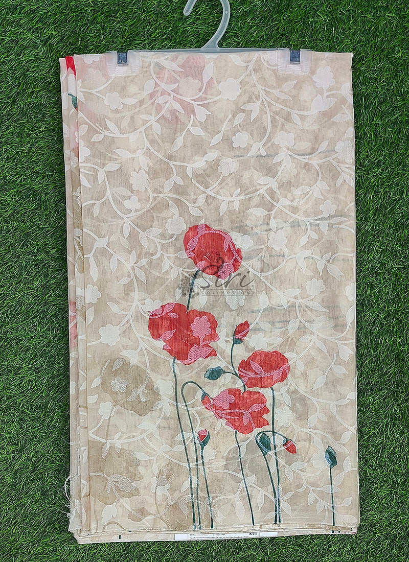 Latest Garden Vareli Printed Summer Roganza Saree