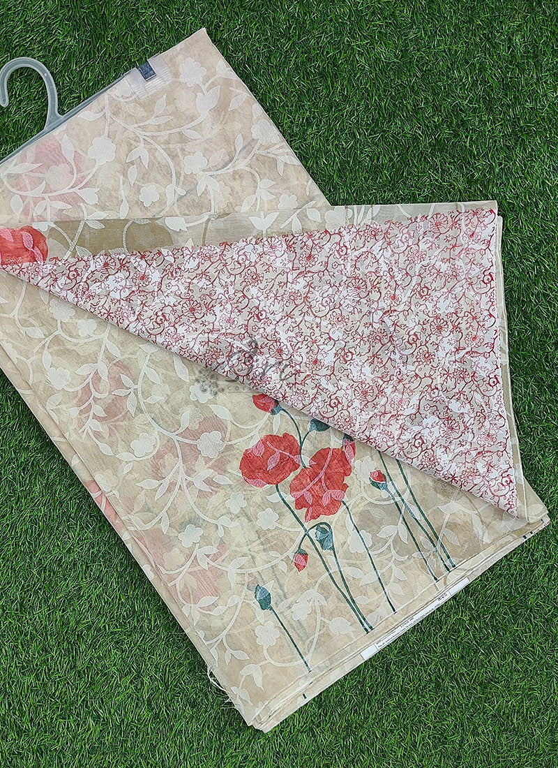 Latest Garden Vareli Printed Summer Roganza Saree