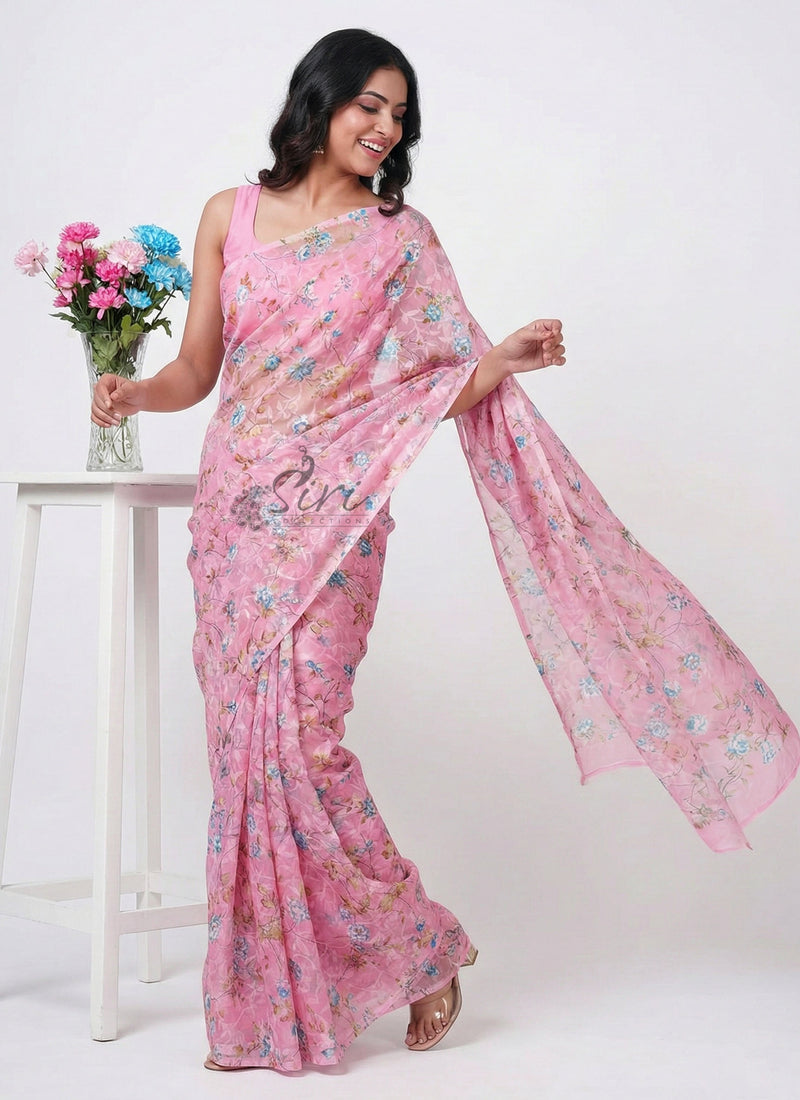 Latest Garden Vareli Printed Summer Roganza Saree