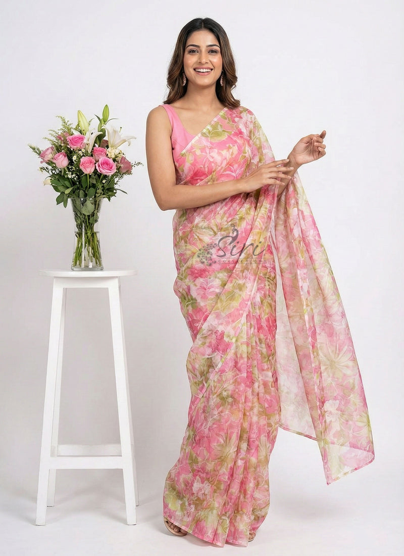 High Quality Garden Vareli Printed Summer Roganza Saree