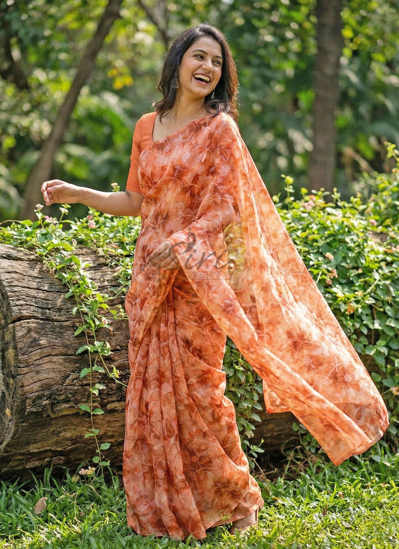 Garden Vareli Printed Summer Roganza Brasso Saree
