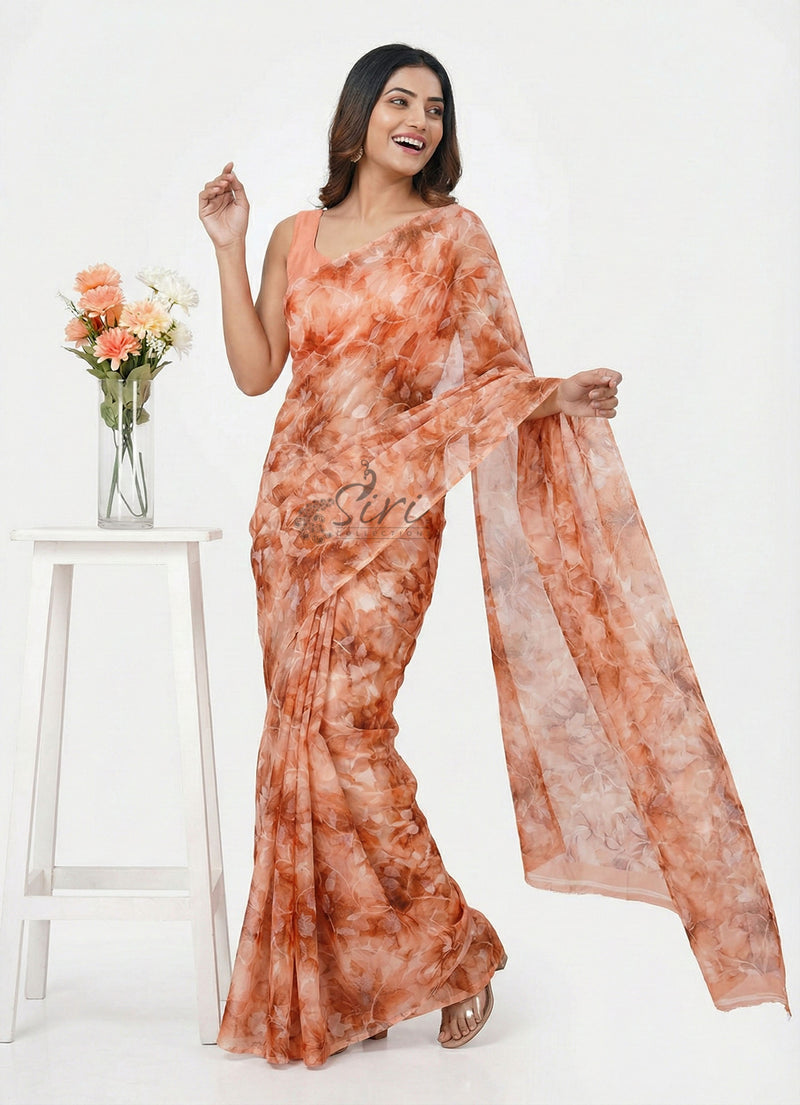 Garden Vareli Printed Summer Roganza Brasso Saree