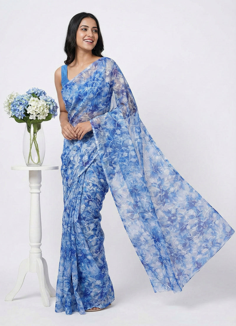 Garden Vareli Printed Summer Roganza Brasso Saree