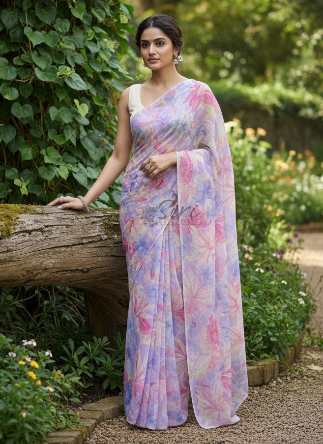Garden Vareli Printed Summer Roganza Brasso Saree