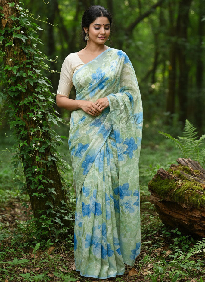 Garden Vareli Printed Summer Roganza Brasso Saree