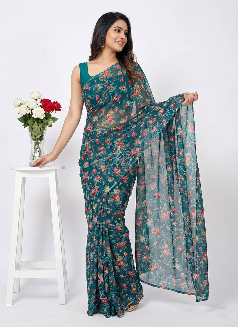 Garden Vareli Printed Summer Roganza Brasso Saree