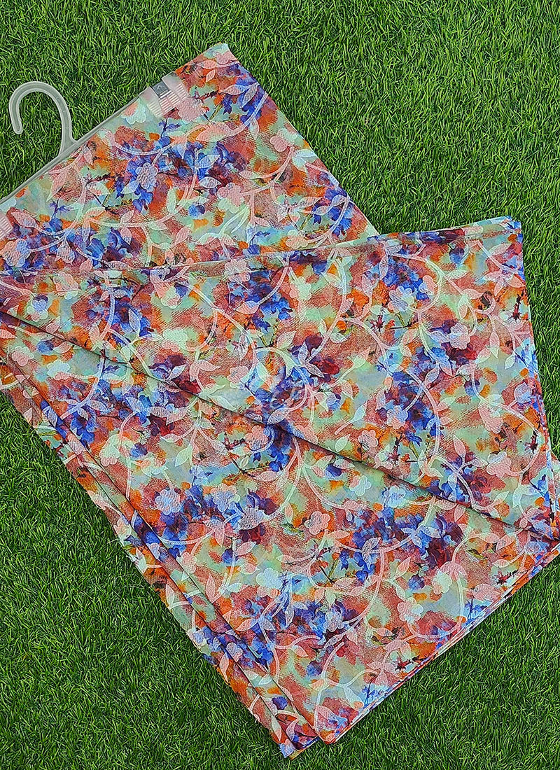 Garden Vareli Printed Summer Roganza Brasso Saree