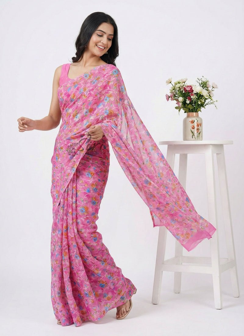 Garden Vareli Printed Summer Roganza Brasso Saree