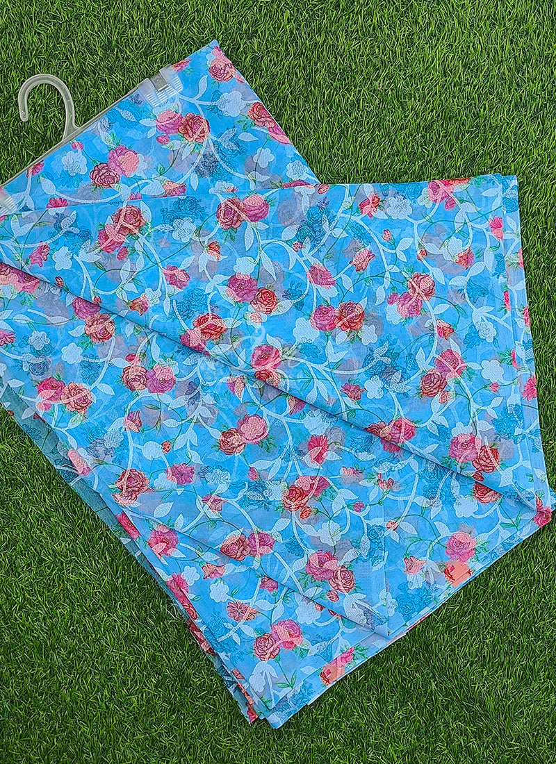 Garden Vareli Printed Summer Roganza Brasso Saree