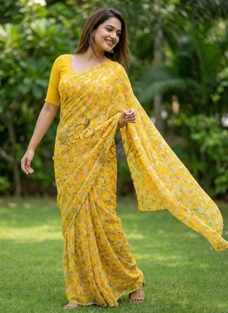 Garden Vareli Printed Summer Roganza Brasso Saree