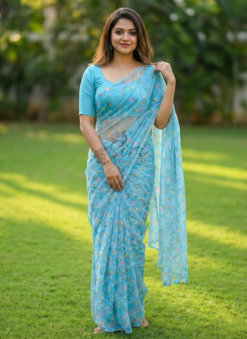 Garden Vareli Printed Summer Roganza Brasso Saree