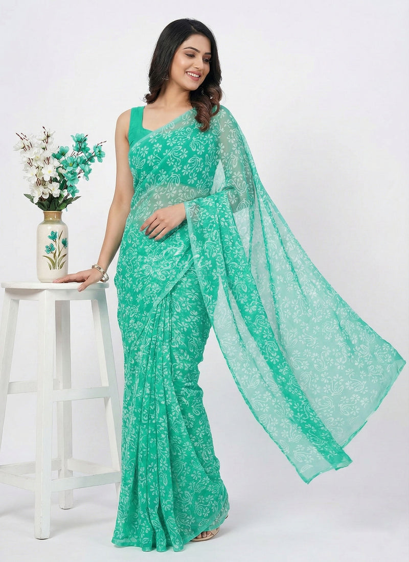 High Quality Garden Vareli Printed Summer Roganza Saree