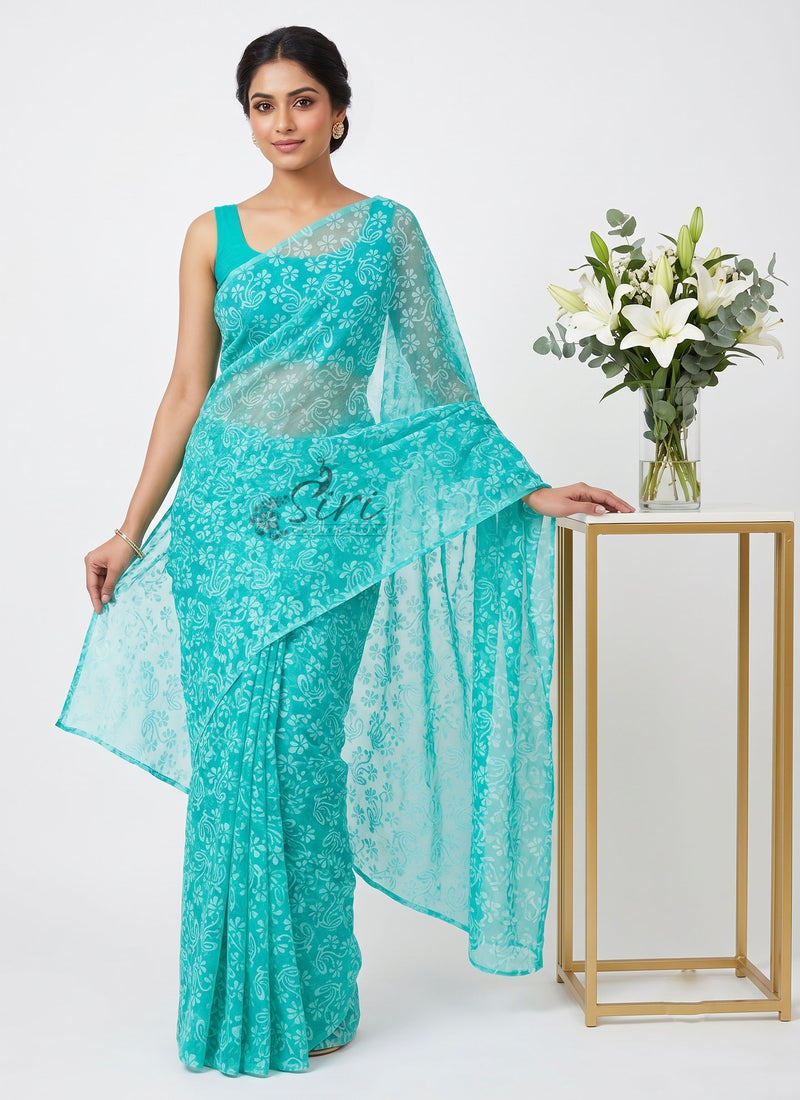High Quality Garden Vareli Printed Summer Roganza Saree