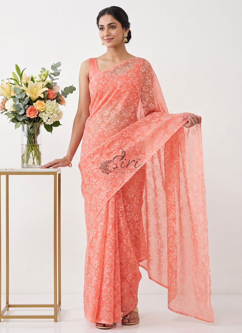 High Quality Garden Vareli Printed Summer Roganza Saree