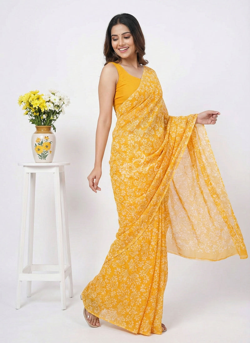 High Quality Garden Vareli Printed Summer Roganza Saree