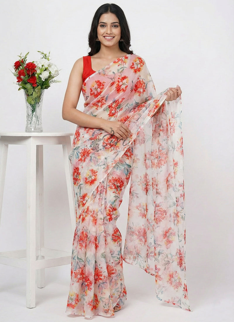 High Quality Garden Vareli Printed Summer Roganza Saree