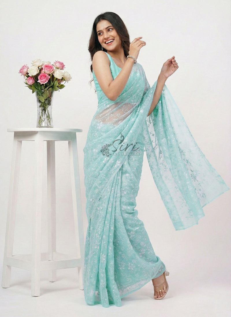 High Quality Garden Vareli Printed Summer Roganza Saree