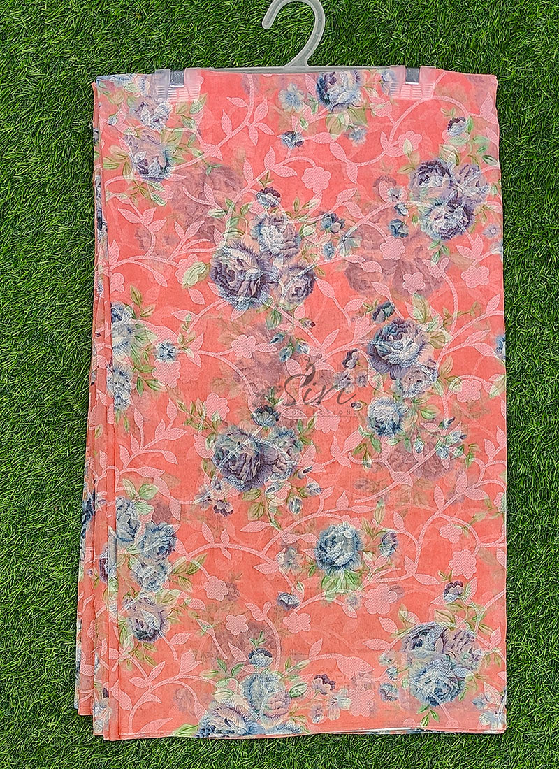 High Quality Garden Vareli Printed Summer Roganza Saree