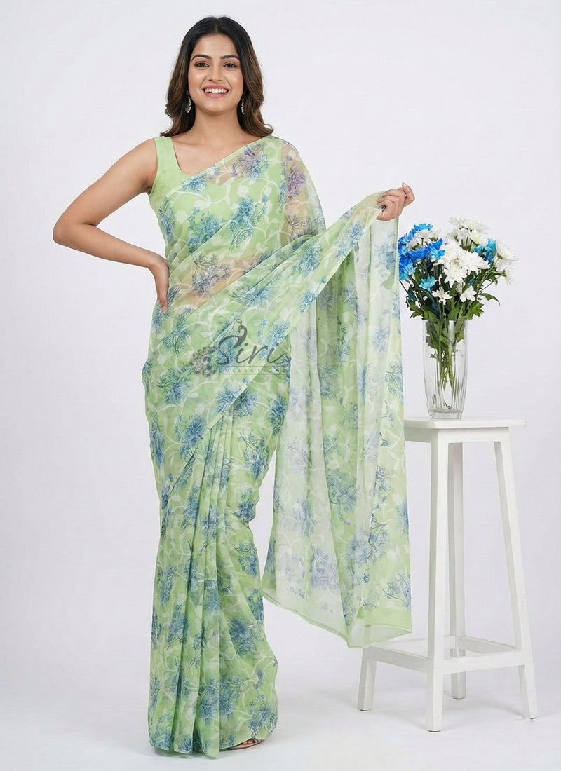 High Quality Garden Vareli Printed Summer Roganza Saree