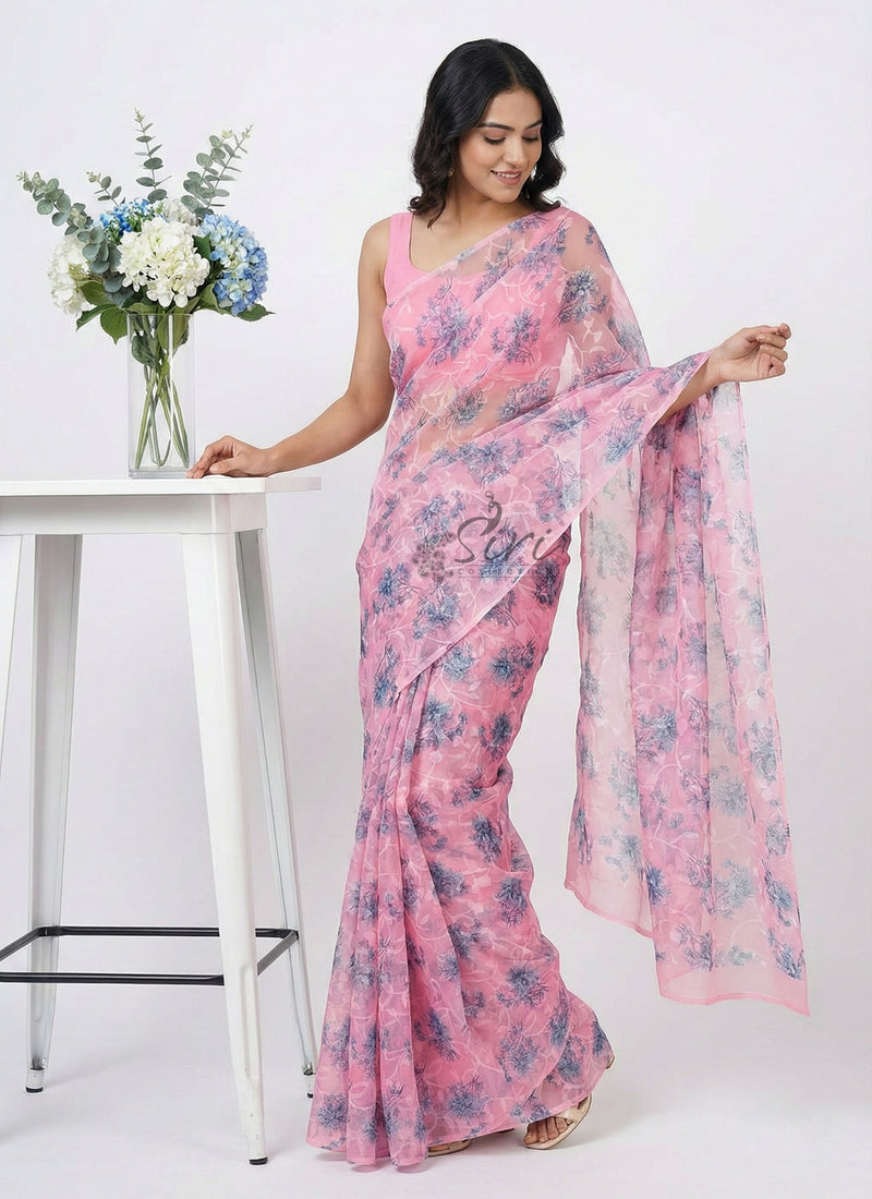 High Quality Garden Vareli Printed Summer Roganza Saree