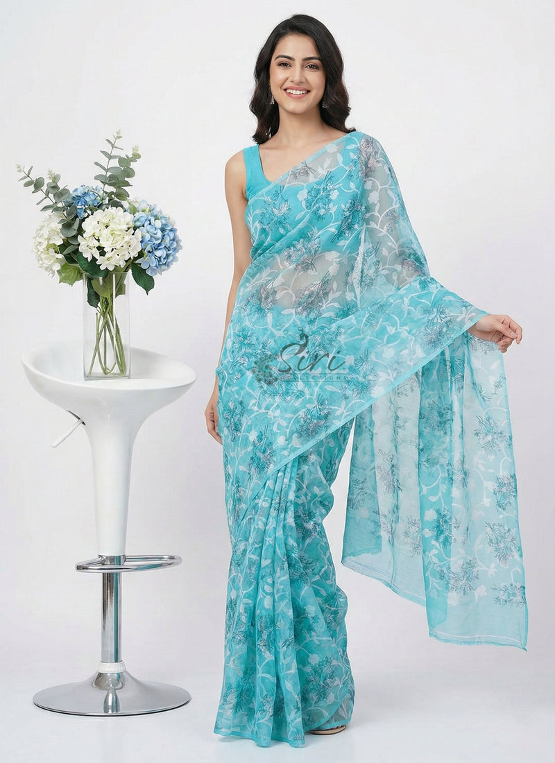 High Quality Garden Vareli Printed Summer Roganza Saree