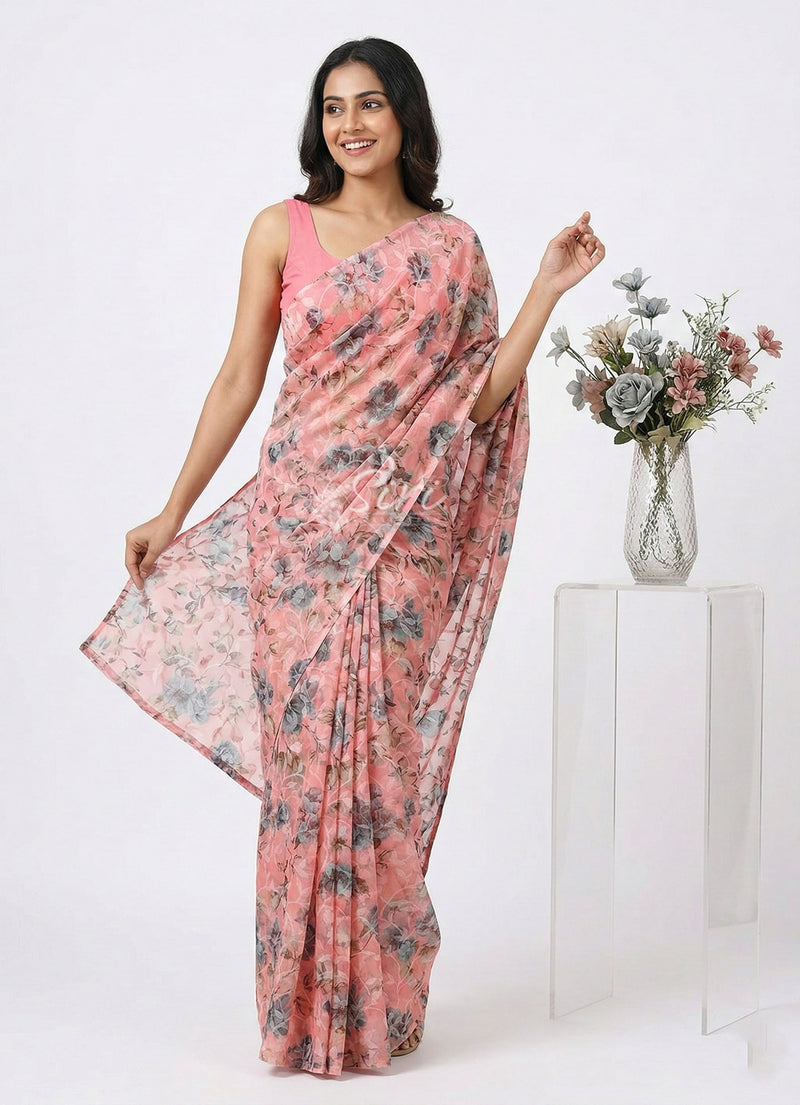 High Quality Garden Vareli Printed Summer Roganza Saree