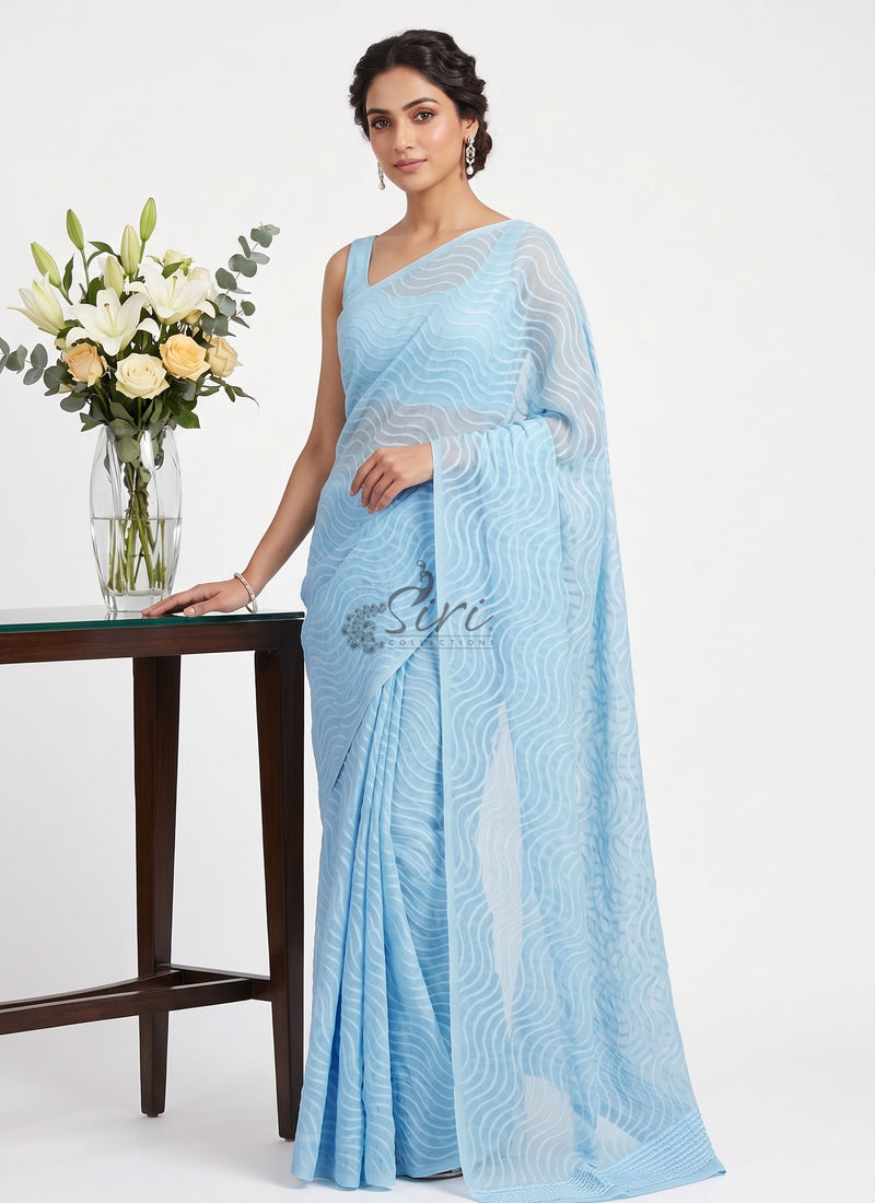 High Quality Garden Vareli Printed Summer Roganza Saree