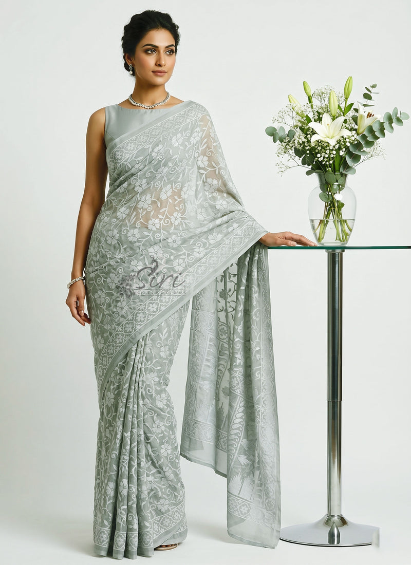 High Quality Garden Vareli Printed Summer Roganza Saree