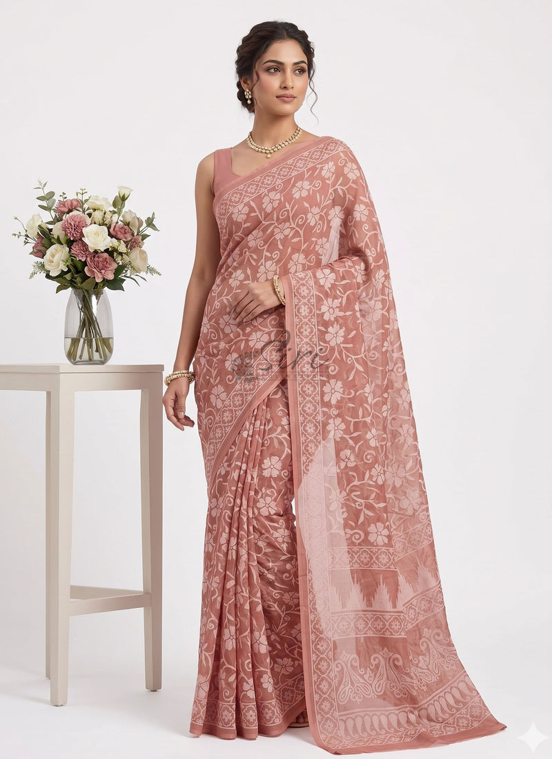 High Quality Garden Vareli Printed Summer Roganza Saree