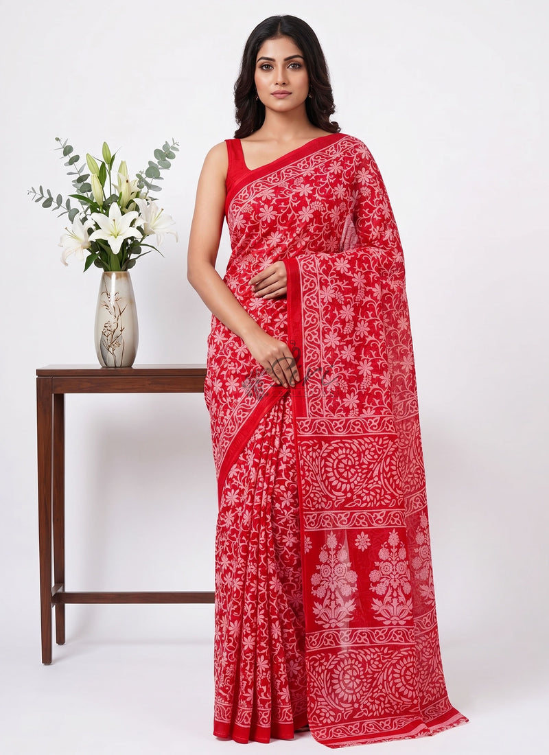 High Quality Garden Vareli Printed Summer Roganza Saree