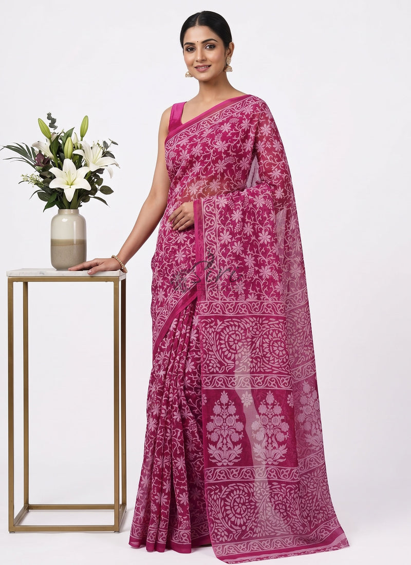 High Quality Garden Vareli Printed Summer Roganza Saree