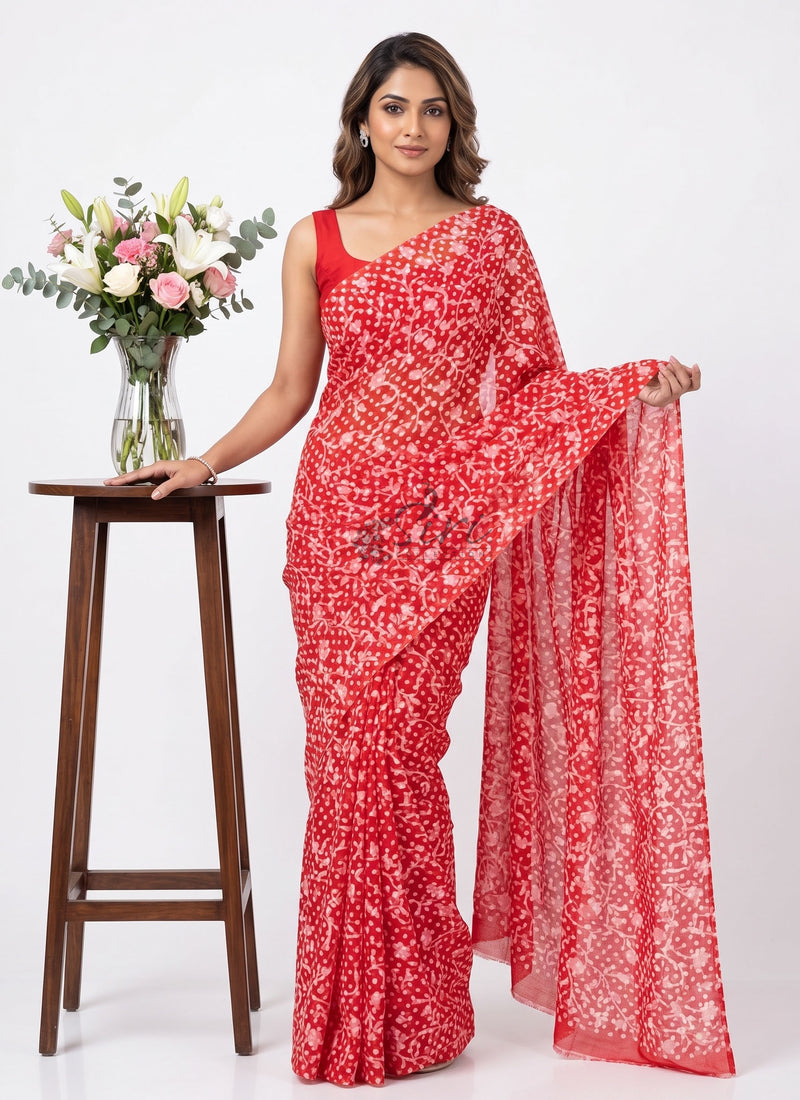 Beautiful Garden Vareli Printed Summer Roganza Saree