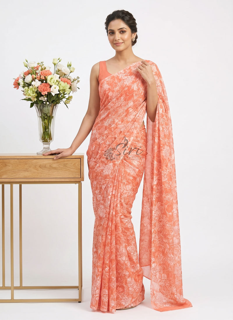 Beautiful Garden Vareli Printed Summer Roganza Saree