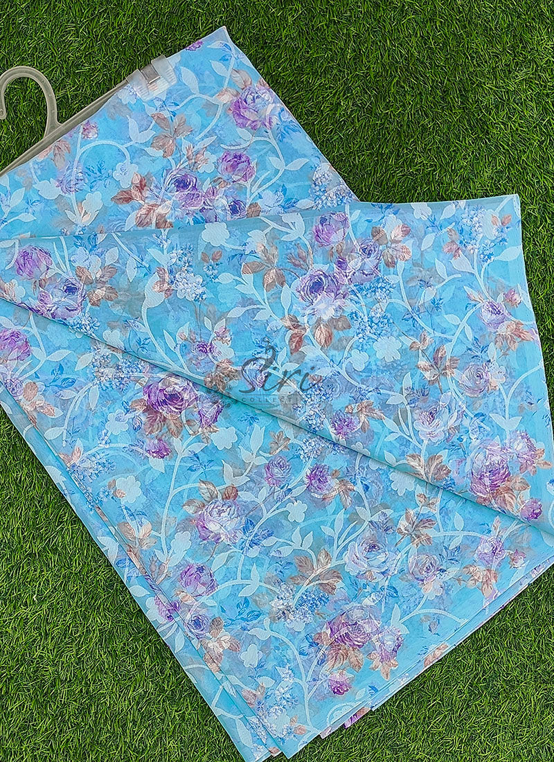 Beautiful Garden Vareli Printed Summer Roganza Saree