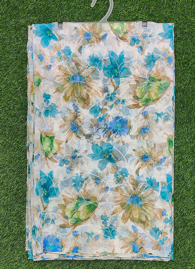 Beautiful Garden Vareli Printed Summer Roganza Saree
