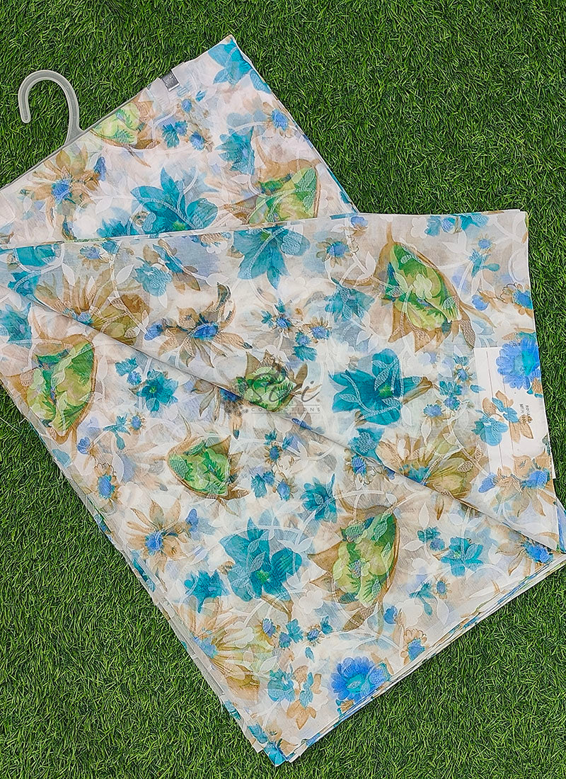Beautiful Garden Vareli Printed Summer Roganza Saree