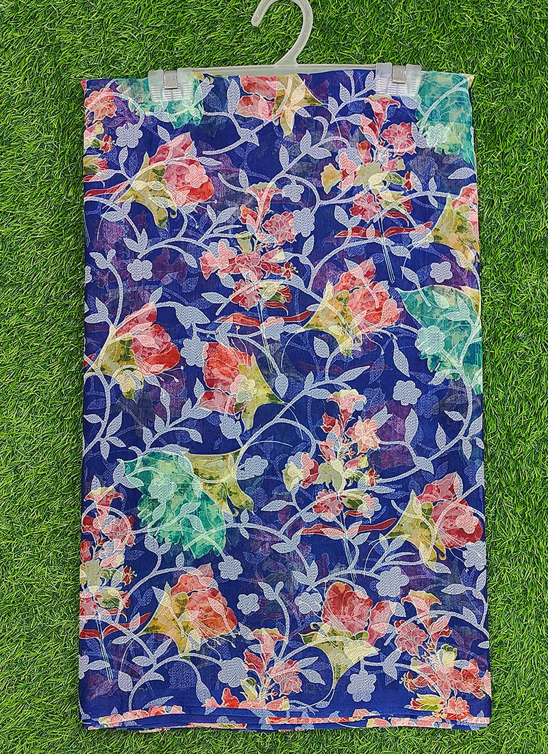 Beautiful Garden Vareli Printed Summer Roganza Saree without Blouse