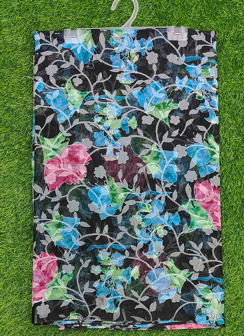 Beautiful Garden Vareli Printed Summer Roganza Saree without Blouse