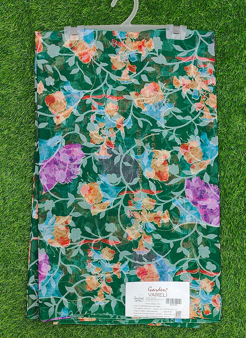 Beautiful Garden Vareli Printed Summer Roganza Saree without Blouse