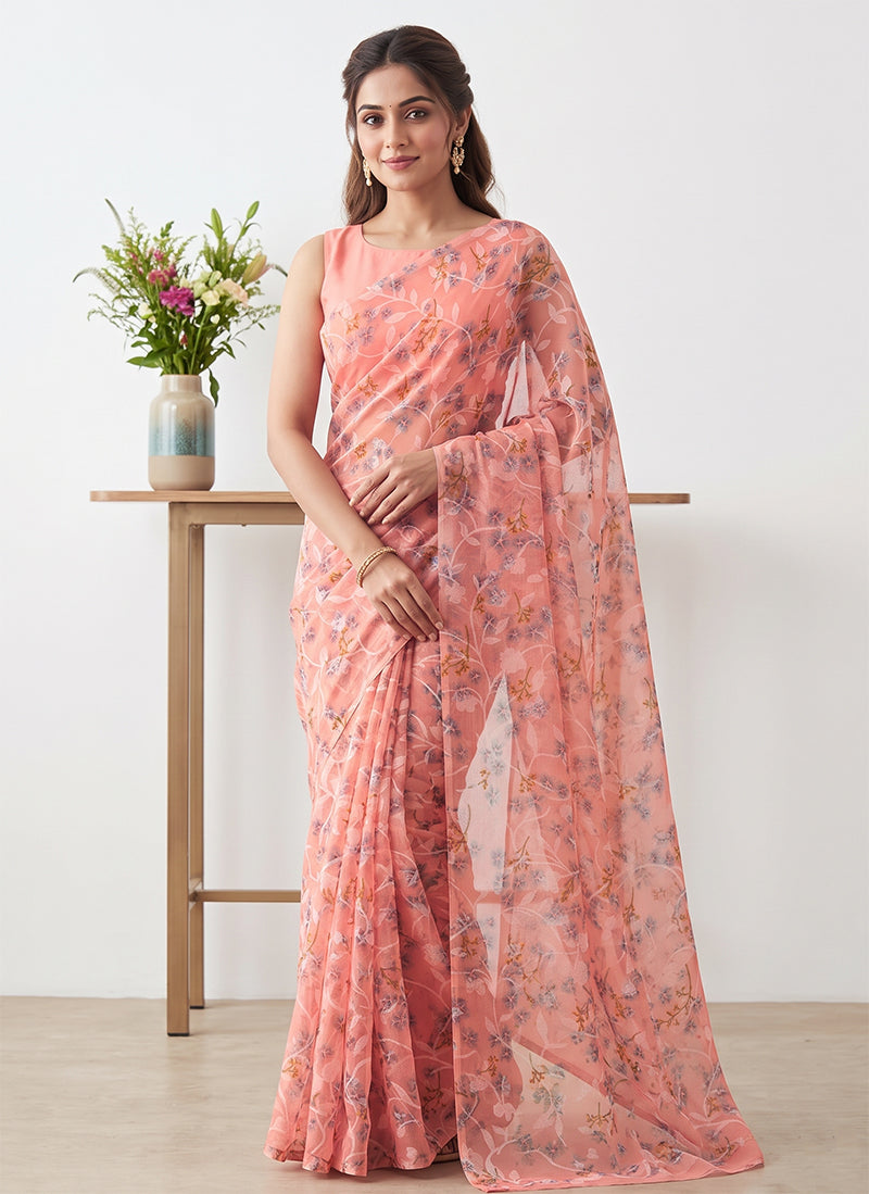 Beautiful Garden Vareli Printed Summer Roganza Saree without Blouse