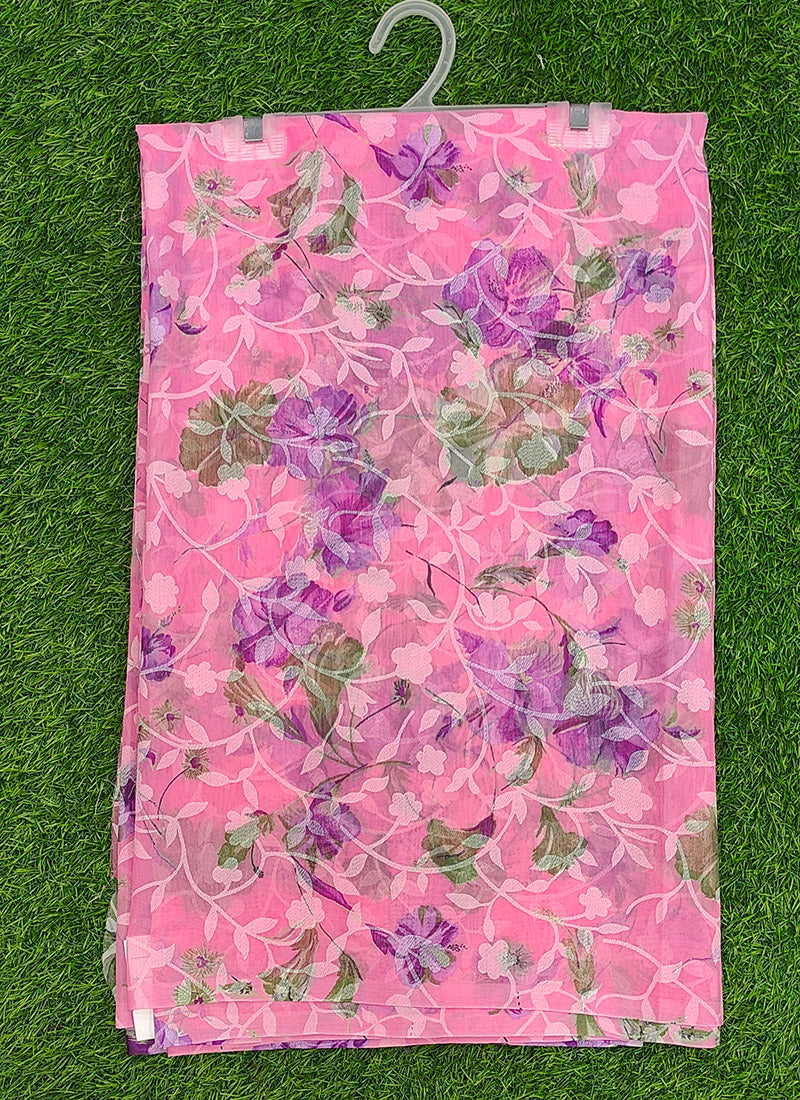 Beautiful Garden Vareli Printed Summer Roganza Saree without Blouse