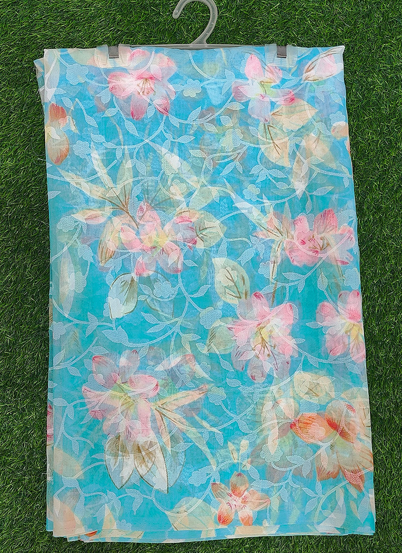 Beautiful Garden Vareli Printed Summer Roganza Saree without Blouse