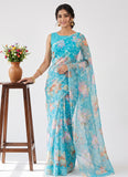 Beautiful Garden Vareli Printed Summer Roganza Saree without Blouse