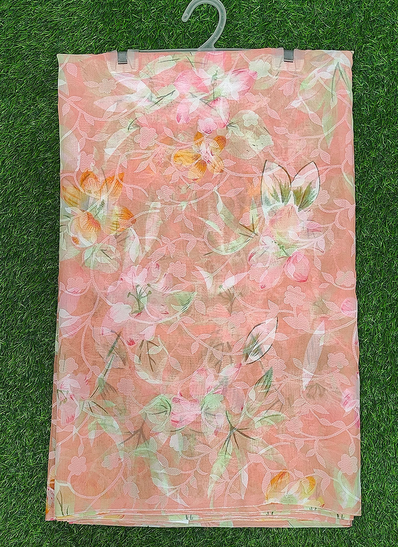 Beautiful Garden Vareli Printed Summer Roganza Saree without Blouse