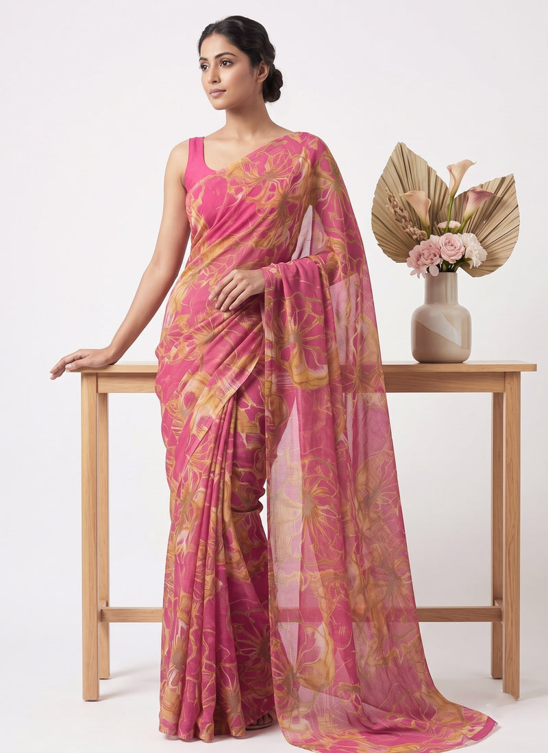 Latest Garden Vareli Super Nara Chiffon Saree without Blouse